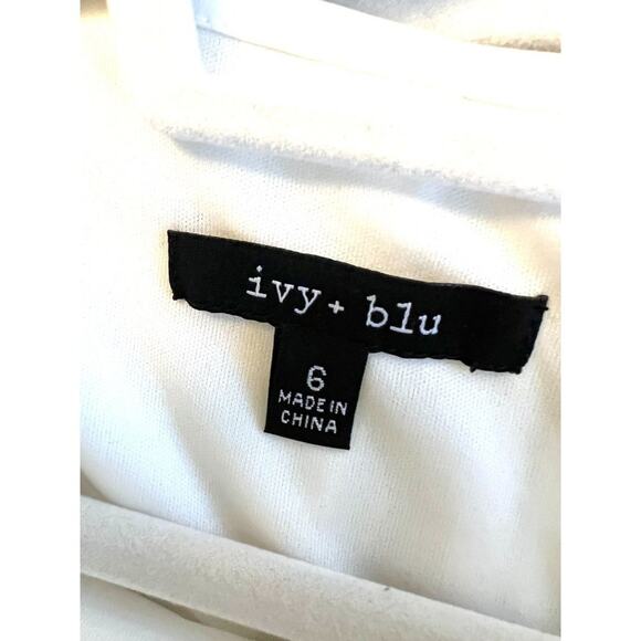 Ivy & Blue White Dress Lace Overlay Short Sleeve 6 Romantic Bride Feminine - Picture 7 of 9